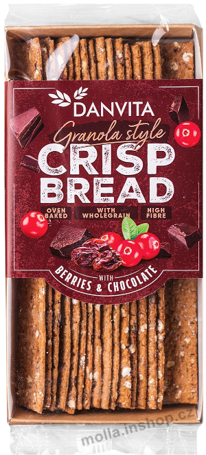 Danvita Granola čokoláda 130g/18ks pšeničné plátky s ovocem a čokoládou