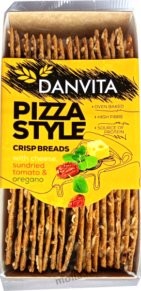 Danvita PS Oregano 130g/18ks Pizza Style se sušenými rajčaty a oregánem, pšeničné plátky