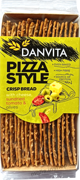 Danvita PS Olivy 130g/18ks Pizza Style se sušenými rajčaty a olivami, pšeničné plátky