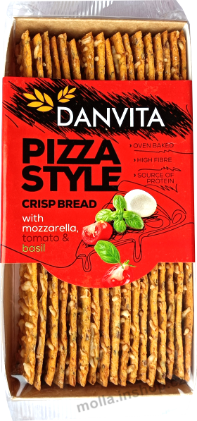 Danvita PS Bazalka 130g/18ks Pizza Style s mozzarelou, rajčaty a bazalkou, pšeničné plátky