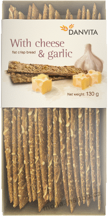 Danvita se sýrem a česnekem 130g/18ks pšeničný křehký chléb