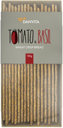 Danvita se sýrem,rajčaty a bazalkou 130g/18ks pšeničný křehký chléb