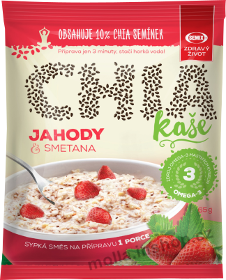 Chia kaše jahodová se smetanou 65g/22ks