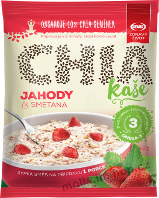Chia kaše jahodová se smetanou 65g/22ks