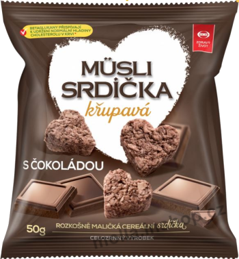 Musli srdíčka čokoláda 50g/15ks sáček