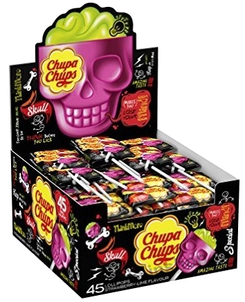Ch.Ch. Skull lízátko 15g/45ks lebka 3D Chupa Chups