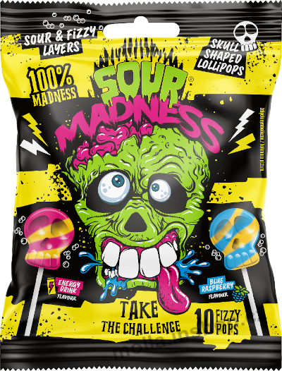 Lízátko ARGO Sour Madness 90g/12ks sáček 10x9g extra kyselé