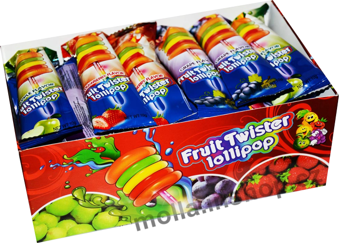 Lízátko Fruit Twister 10g/30ks Hamburger Luminious stick svítící tyčka