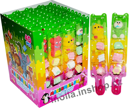 Líz. Marshmallow Animal 14g/40ks Lollipop Zvířátka