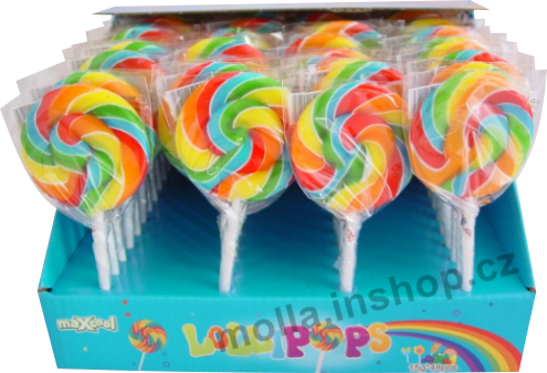 Lízátko Round maxcool 15g/48ks /duha/ lollipops