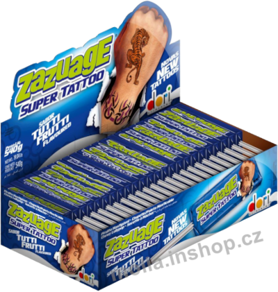 Lízátko Zazuage tutti-frutti 10,8g/50ks s tetováním