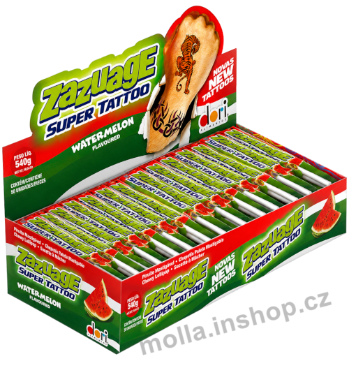 Lízátko Zazuage meloun 10,8g/50ks s tetováním