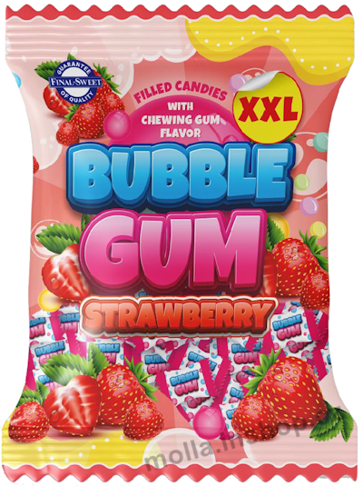 Bubble gum Strawbery 65g/28ks bonbony se žvýkačkovou příchutí