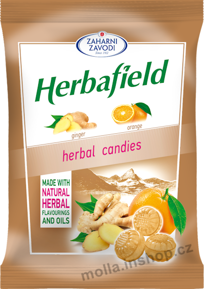 Herbafield Ginger 75g/50ks Bylinné bonbony s příchutí zázvoru