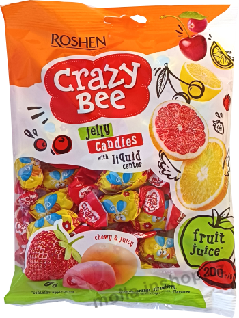 Roshen Crazy Bee fruity 200g/12ks   želé