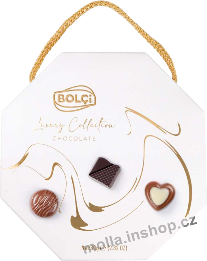 Bolci Octagon pralinky white 80g/9ks Luxory Chocolate