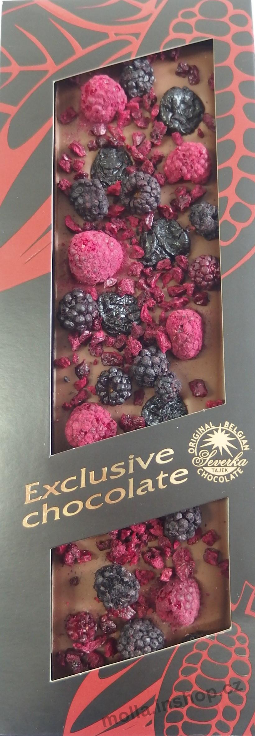 X- 0538 Exclusive ML ostružiny maliny višně 125g/20ks mléčná čokoláda
