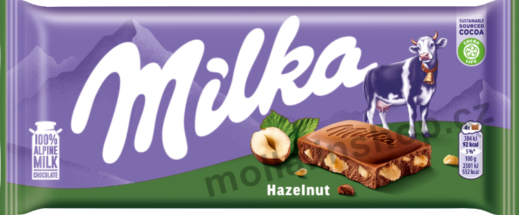 Milka Hazelnut 90g/24ks  drcený ořech