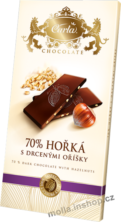 T.č. hořká s oříšky 70% CARLA 80g/15ks obdélník čokoláda