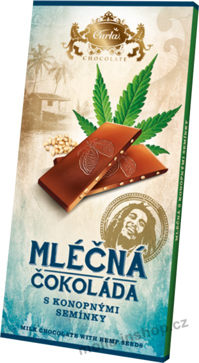 T.č. mléčná+konopí 80g/15ks Carla obdélník čokoláda