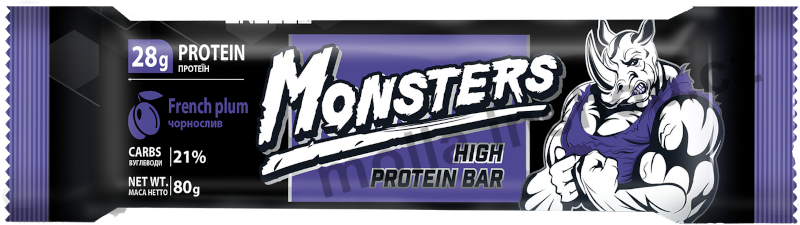 Monsters švestka 80g/20ks proteinová tyčinka