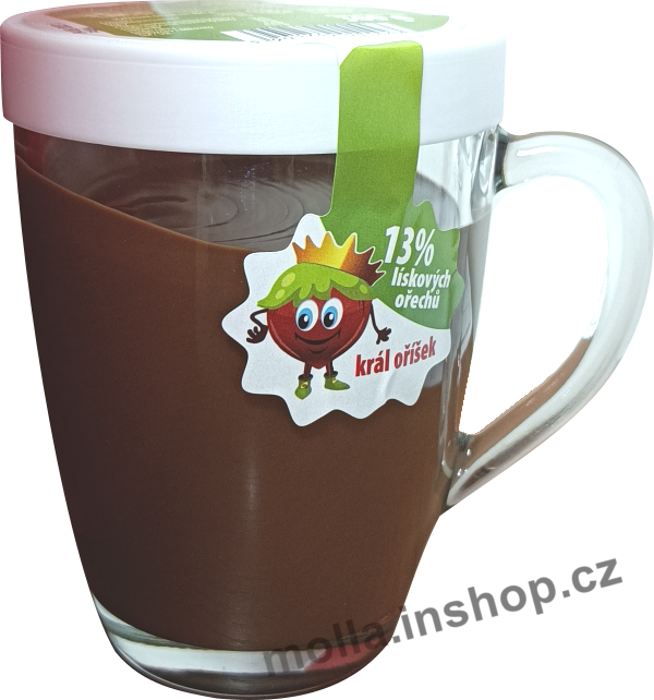 Nugeta Král oříšek hnědá hrnek 300g/6ks sklo Kakaový krém s ořechovou příchutí