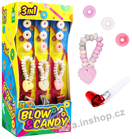 Blow & Candy 17g/24ks MP Lipo náramek, frkačka a pískací bonbóny Clown Candy Jimmy Fox
