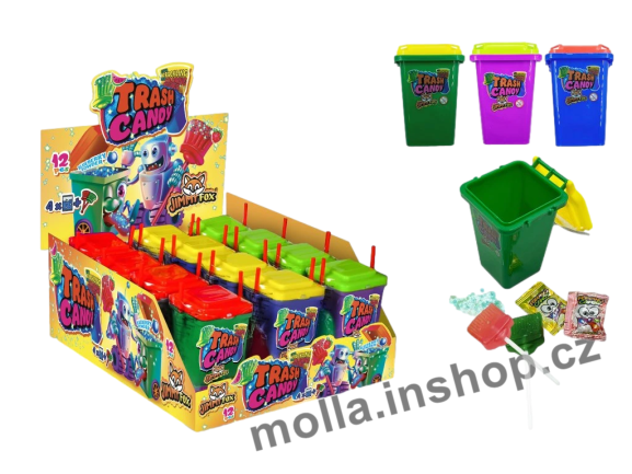 Popelnice Trash candy 24g/12ks JF + lízátko  Jimmy Fox