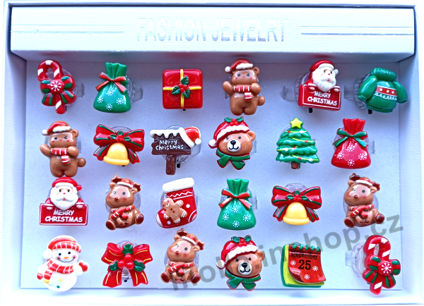 Ring svítící prstýnek Christmas mix bez cukrovinky 24ks v bal.  