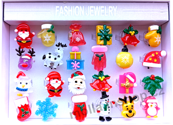 Ring svítící prstýnek Christmas vločka  bez cukrovinky 24ks v bal.  