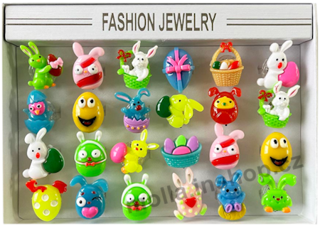 Ring svítící Zelené Velikonoce 1 prstýnek bez cukrovinky 24ks v bal.