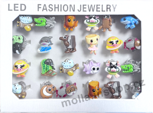 Ring svítící Trendy bez cukrovinky 24ks v bal. prstýnek v kazetě