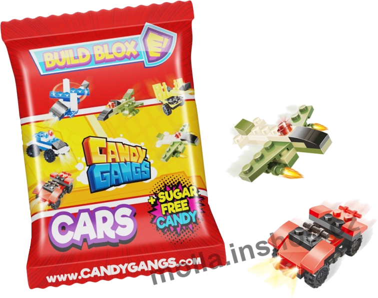 Build Blox Auta s cukrovinkou 1g/12ks Candy Gangs Skládací kostky Cars