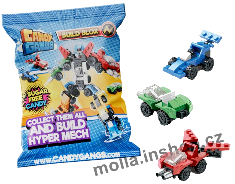 Build Blox Hyper Mech s cukrovinkou 1g/18ks Candy Gangs Skládací kostky