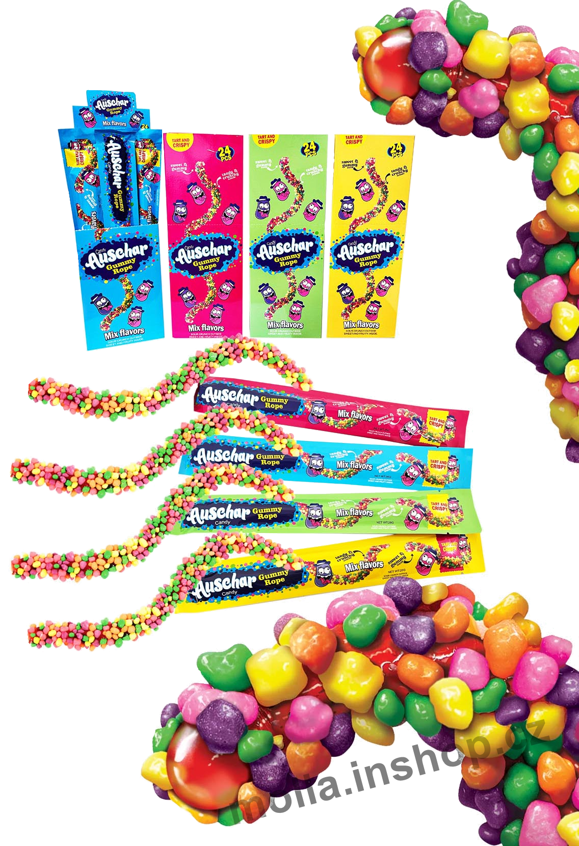 Želé Auschar Gummy Rope 26g/24ks ovocný provaz