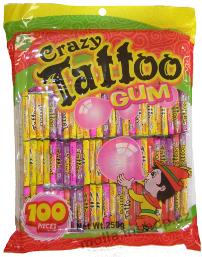 Žvýkačky Crazy Tattoo 2.5g/100ks tetovací na platíčku