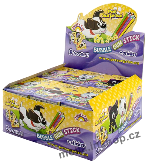 Žvýkačky Pet v krabičce 28g/18ks s kartičkou