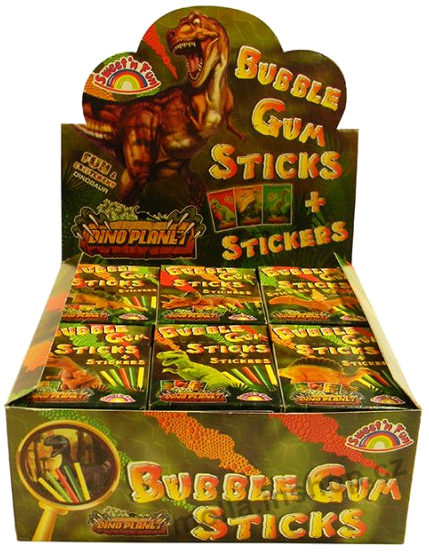 Žvýkačky DINO v krabičce 28g/18ks s kartičkou