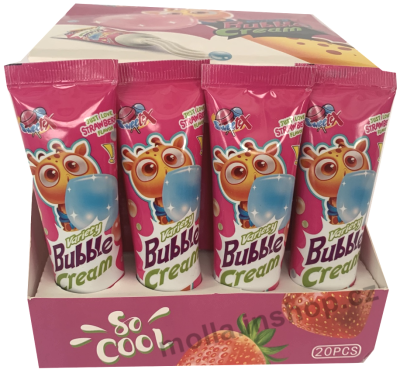 Žvýkačky v tubě jahoda 22g/20ks strawberry cream with gum