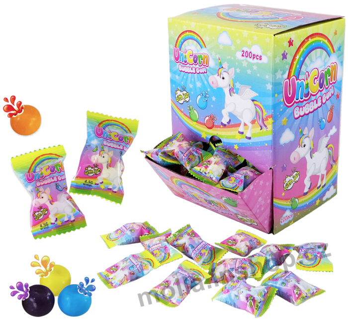Žvýkačky Unicorn 4,5g/200ks Bubble Gum With Jam