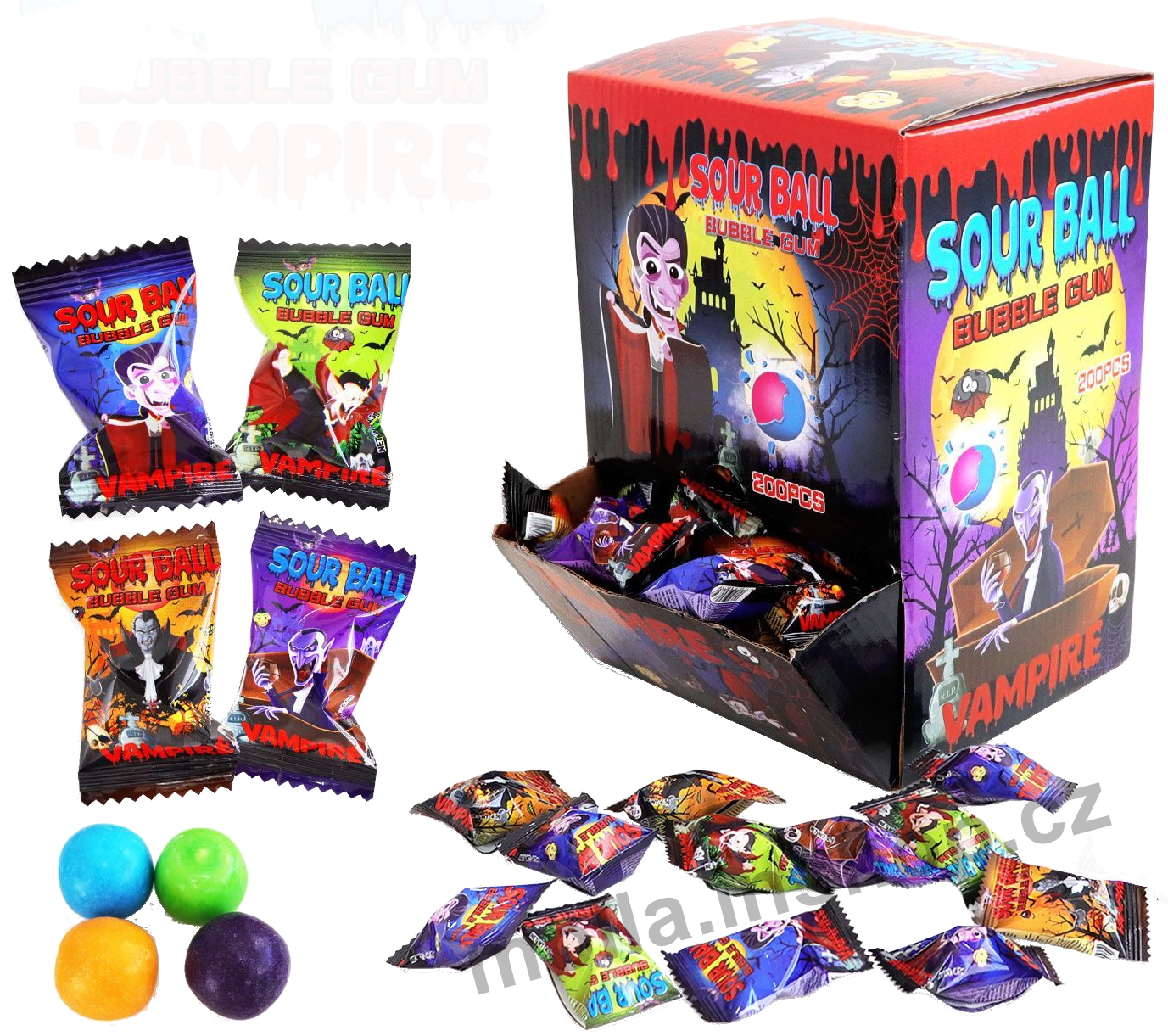 Žvýkačky Vampire 4,5g/200ks Bubble Gum With Jam