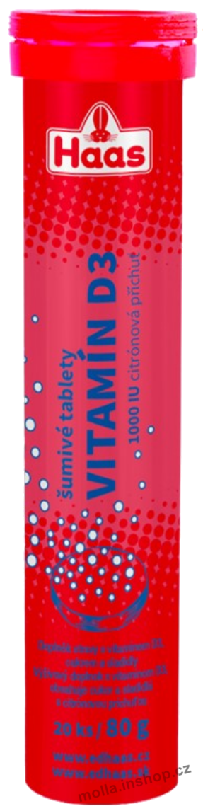 HAAS Šumivé tablety D3 vit. 80g/12ks