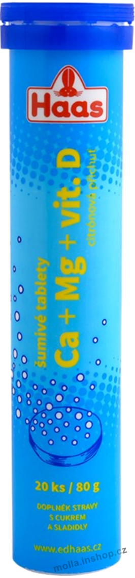 HAAS Šumivé tablety Ca+Mg+vit.D 80g/12ks