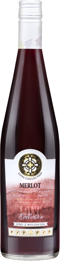 Long Merlot  0,75l/12ks červené polosladké víno Moldavsko