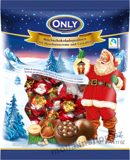 Vánoční pralinky sáček 400g/12ks ONLY s oř.krémem  vánoce
