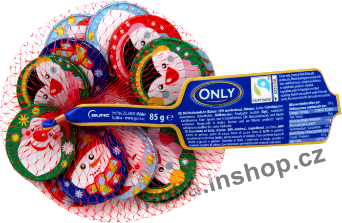 Vánoční mince 85g/24ks  síťka  vánoce