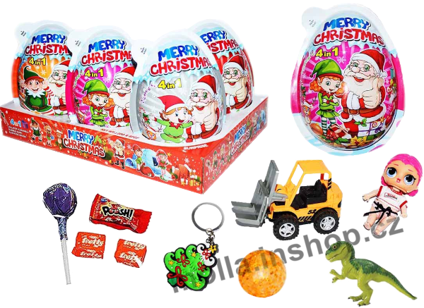 VEJCE 4v1 MERRY CHRISTMAS EGG  20g/6ks  plast Vánoční vajíčko