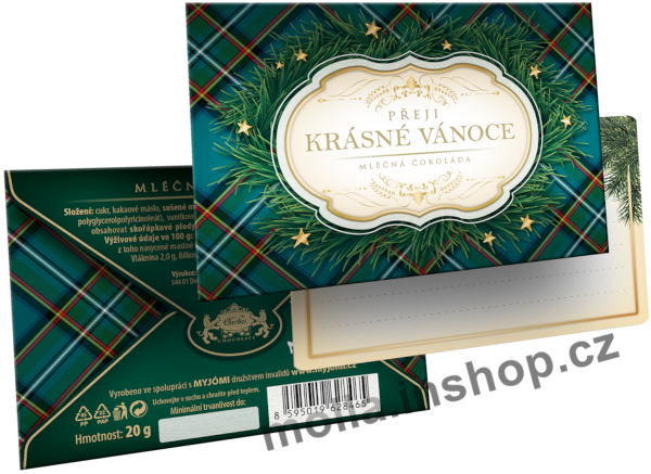 Vánoce 02 mléčná obálka 20g/15ks zelená Carla