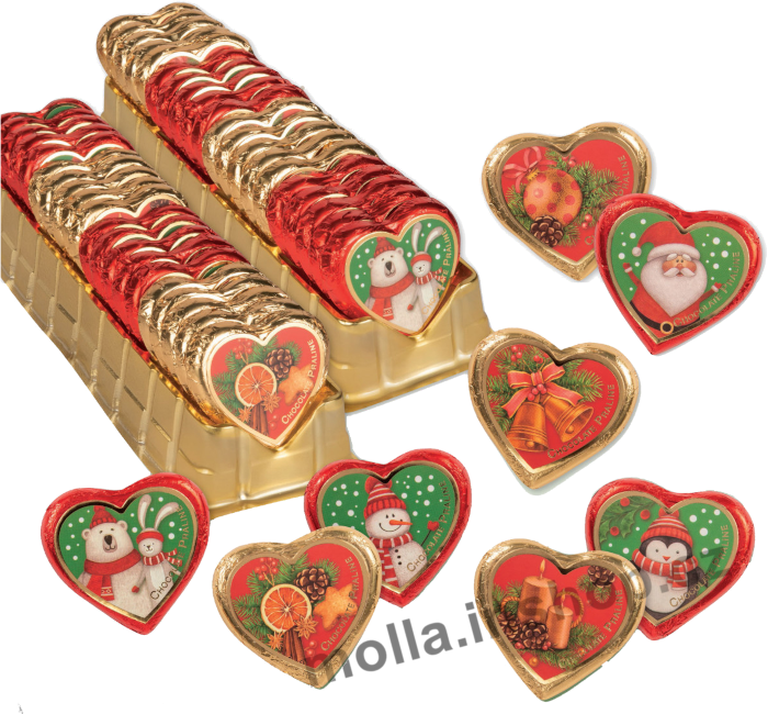 Ván. nug. srdíčko Červený mix 24g/40ks Vánoce