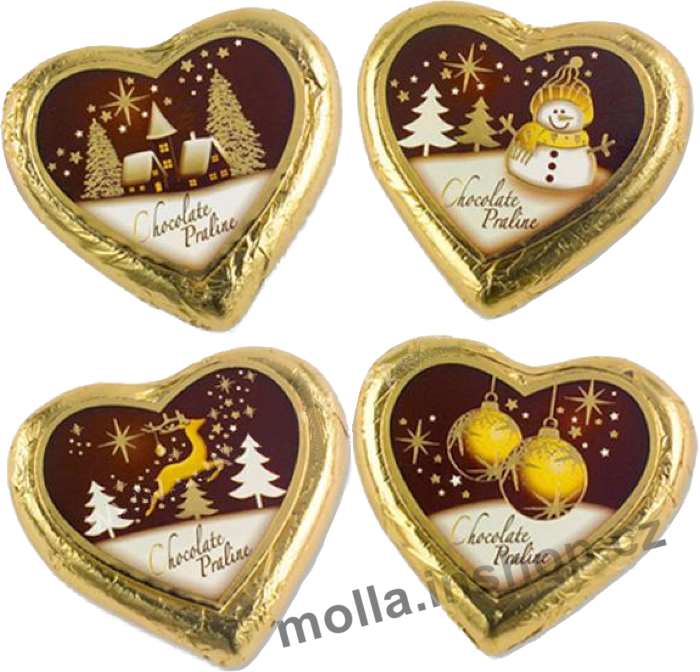 Ván. nug. srdíčko Hnědý mix 24g/40ks Vánoce